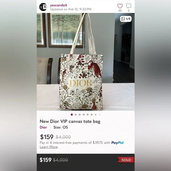 Dior Floral Tiger Canvas Tote Bag New In Box - Picture 4 of 8